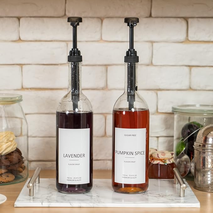 Demi's Home 25.4 oz 750 ml Glass Coffee Syrup Dispenser - Image 3