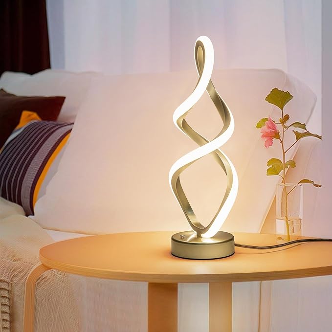 Modern Table Lamp, 7 Colors 10 Light Modes Spiral Design Table Lamp, Touch - Image 8