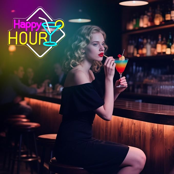 Happy Hour Neon Sign Dimmable Cocktails Happy Hour Neon Bar Sign - Image 6