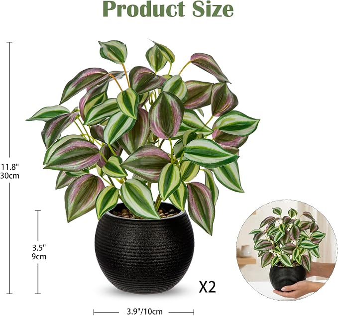 2 Packs Artificial Plants in Black Pot - Image 2