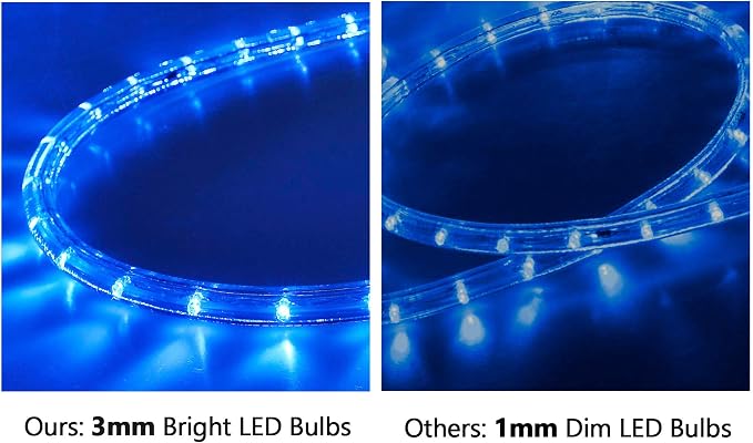 DELight AC 110-120V Waterproof IP65 150ft Crystal Blue 1620 LED Rope Lights 1m - Image 3