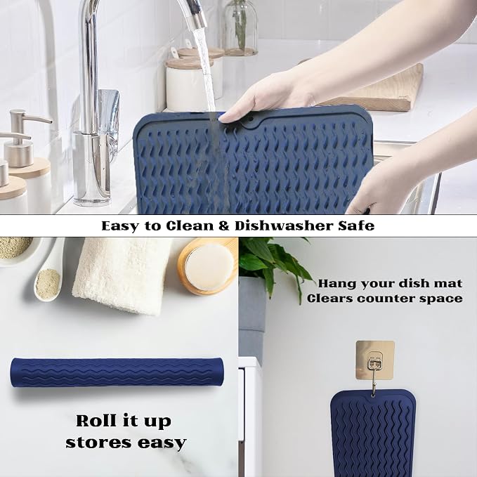 ZLR Silicone Dish Drying Mat for Kitchen Counter - Image 4