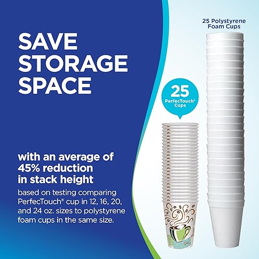 Dixie PerfecTouch 10 oz Paper Coffee Cups By GP PRO, Coffee Haze Design - Image 6