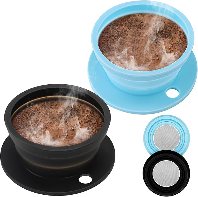 2 Pieces Paperless Travel Pour Over Coffee Maker by VVGCS