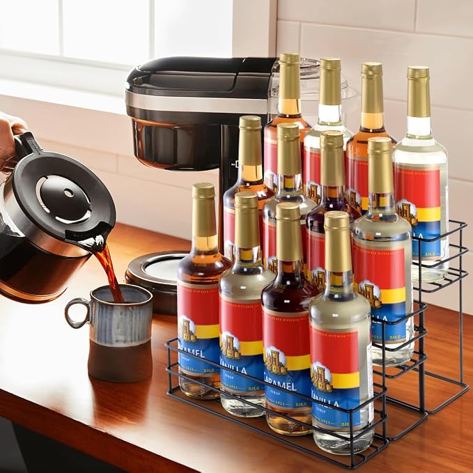 kimilus 12 Bottle Capacity Coffee Syrup Organizer 3 Tier Coffee Syrup Stand - Image 5