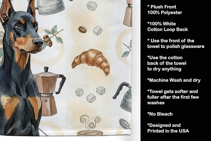 Caroline's Treasures Doberman Pinscher Coffee Bar Kitchen Towel Velour Plush - Image 4
