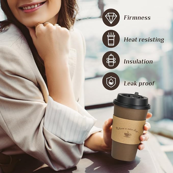 LITOPAK 100 Pack 16 oz Paper Coffee Cups, Drinking Cups - Image 6