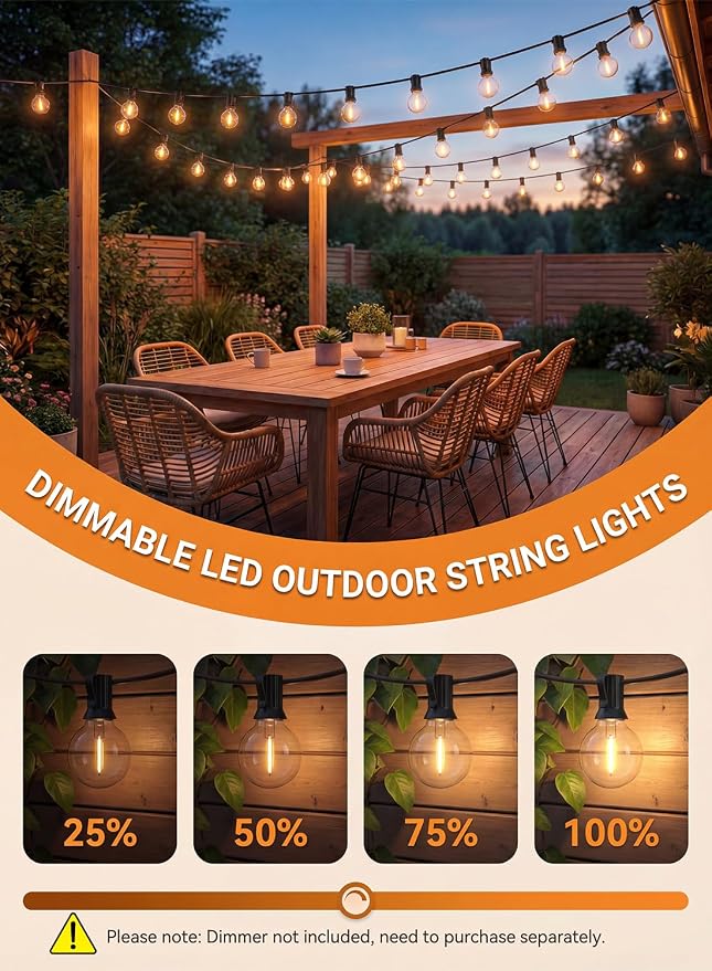 25FT G40 LED Globe Outdoor String Lights - Image 7