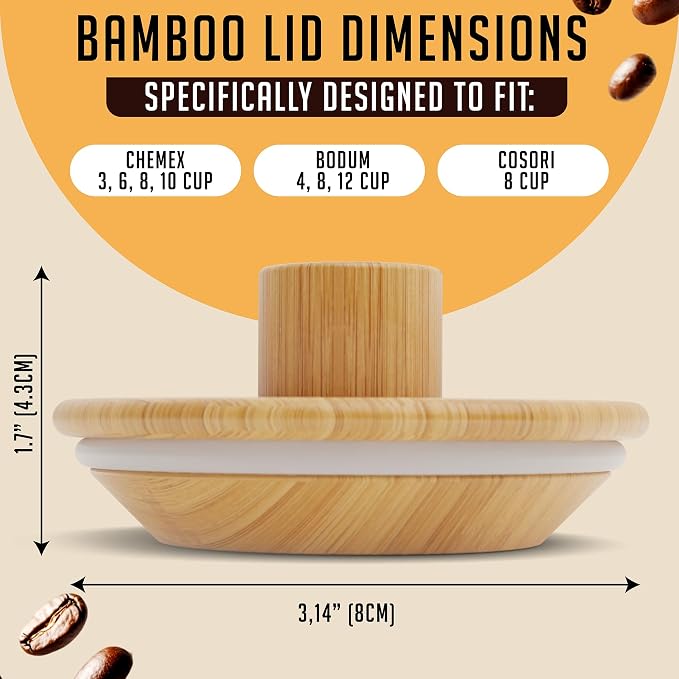 HEXNUB Pour Over Lid for Chemex Coffee Maker Bamboo Heat Retaining Cover | - Image 3