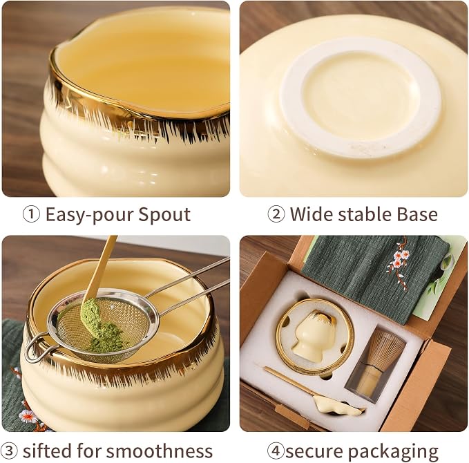 XiaoQuilismic-Matcha Whisk Set: Bamboo blender, matcha bowl, cute stand - Image 5