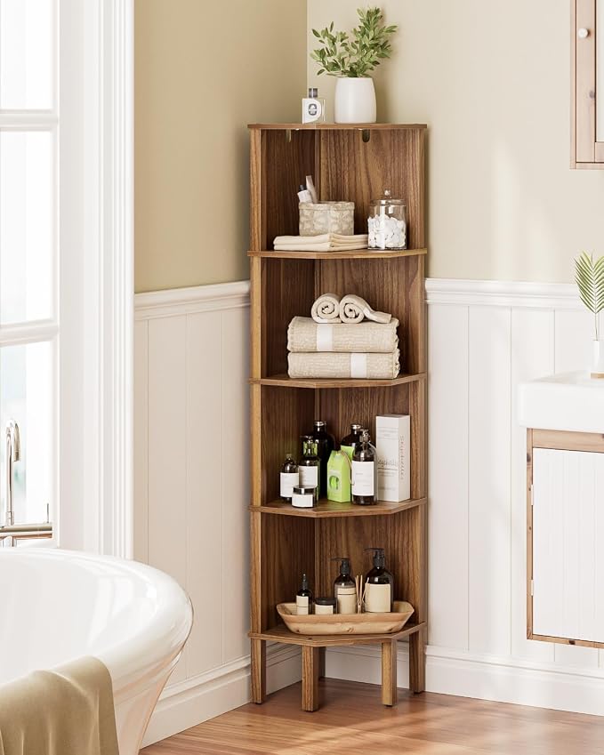 Corner Shelf, 5 Tier Corner Bookshelf, Display Corner Shelf Stand - Image 7