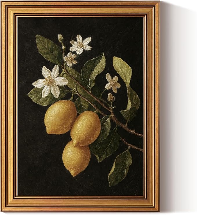 ARPEOTCY Gold Framed Canvas Art Prints, Lemon Botanical Art Painting, Vintage by ARPEOTCY