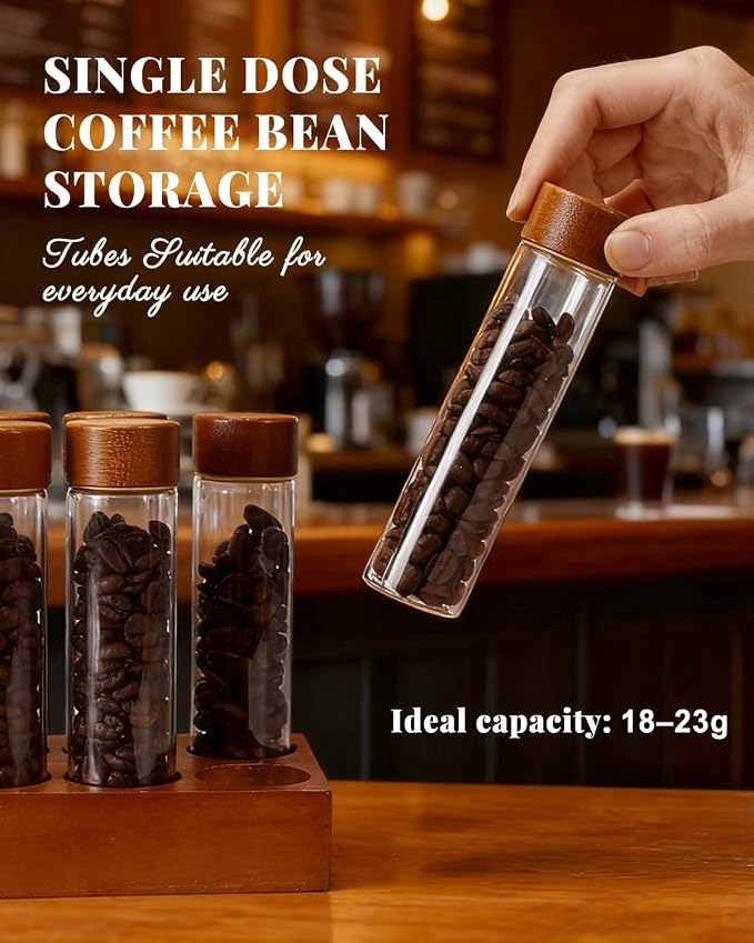 Coffee Espresso Bean Storage Tubes Set – 12pcs 60ml Airtight Glass Single Bean - Image 3