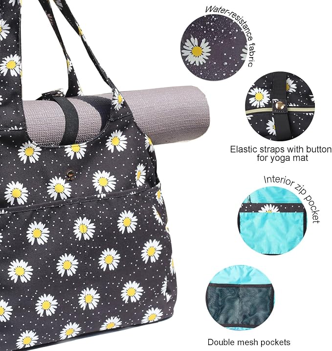 ESVAN Yoga Tote Bag Mat bag Women Shoulder Bags Carryall Tote - Image 3