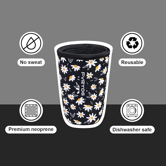 3 Pack Reusable Insulated Neoprene Iced Coffee Sleeves & Coffee Cup Holder - Image 2