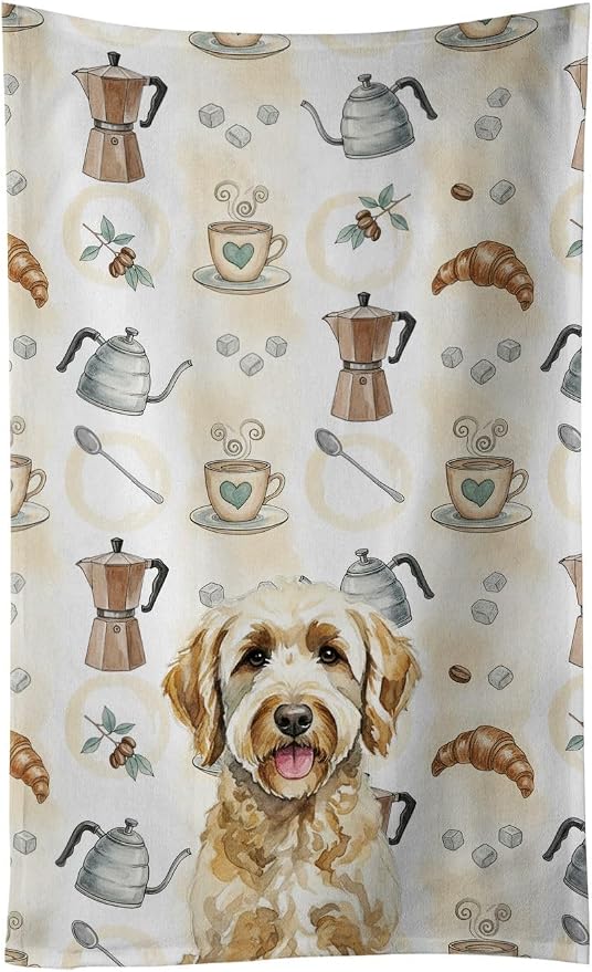 Caroline's Treasures Labradoodle Coffee Bar Kitchen Towel Velour Plush Front by CarolinesTreasures