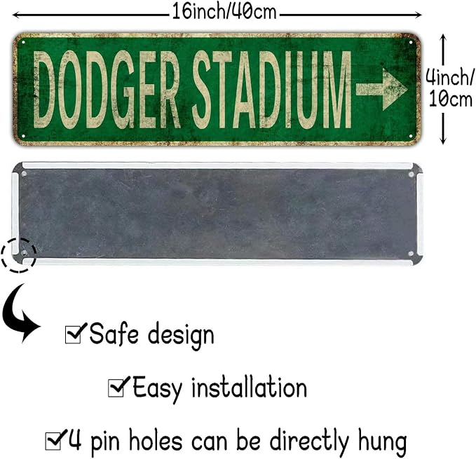 Vintage Tin Sign Dodger Stadium Sign Street Sign Retro Metal Sign - Image 2