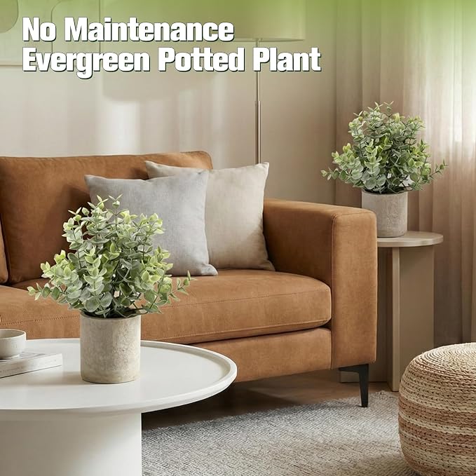 ALAGIRLS 2 Pack Small Fake Plants, Small Faux Plants in Pulp Pot - Image 2