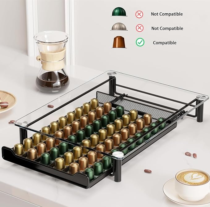 SEVENLINE Crystal Tempered Glass Coffee Pod Storage Drawer Compatible - Image 5