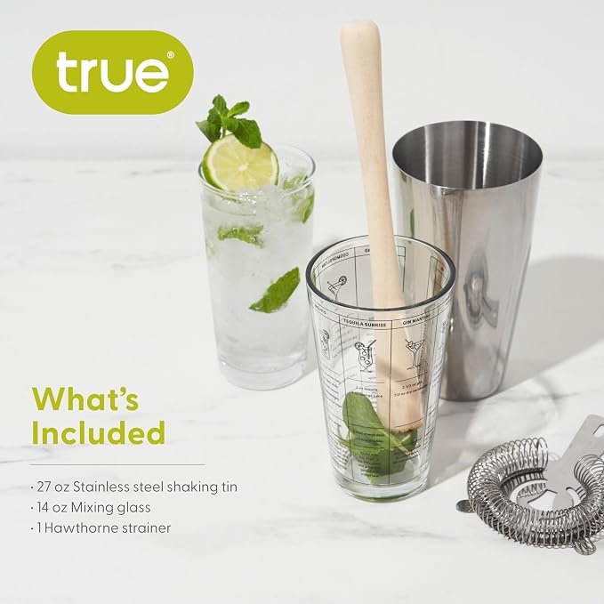 True 3-Piece Barware Set for Mixed Drinks and Cold Brew Cocktails, Includes - Image 4