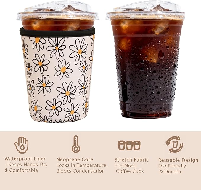 Reusable Insulated Sleeve for Iced Coffee Cup, Beverage Holder for Iced Coffee - Image 6