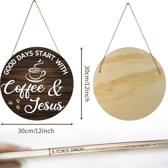 HMASYO Wood Coffee Signs, Good Days Start - Image 7