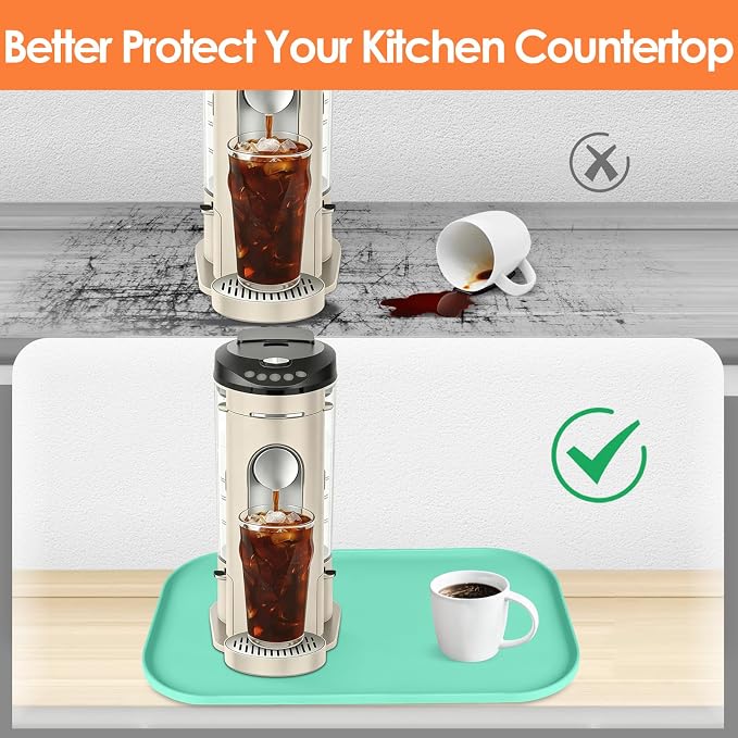 Silicone Coffee Maker Mat with Lip, 17.4'' x 10.6'' Heavy Duty Coffee Maker Mat - Image 3