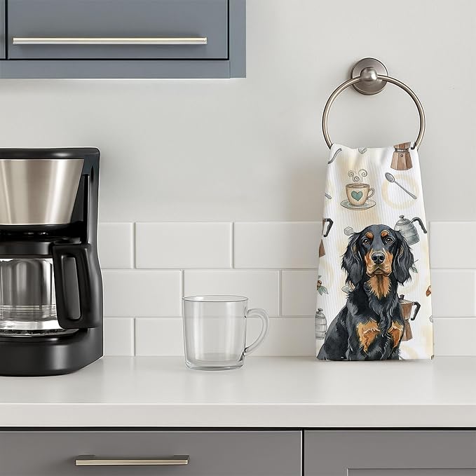 Caroline's Treasures Gordon Setter Coffee Bar Kitchen Towel Velour Plush Front - Image 3