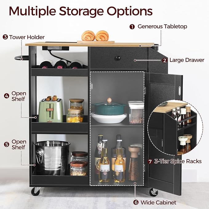 MAHANCRIS Kitchen Island with Power Outlet, Kitchen Storage Island with Drawer - Image 6