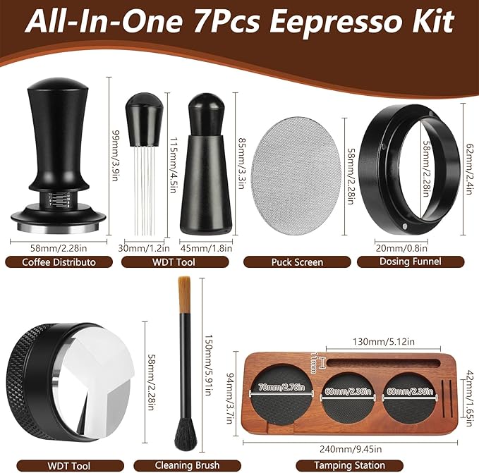 7 PCS Espresso Accessories, Espresso Tamper Tools, WDT Tool Espresso Machine - Image 3
