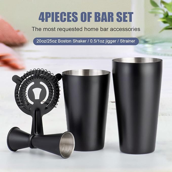 JNWINOG Cocktail Shaker Set 4-Piece Boston Shaker Kit - Image 5