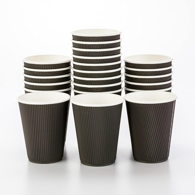 Restaurantware-12 Ounce Paper Coffee Cups, 25 Ripple Disposable Paper Cups by Restaurantware