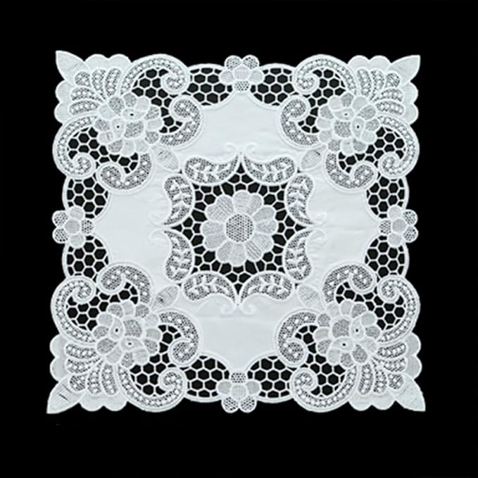 Small Square Lace Cover Cloth Macrame Lace Table Doilies Cutwork Embroidery by Wuluwala
