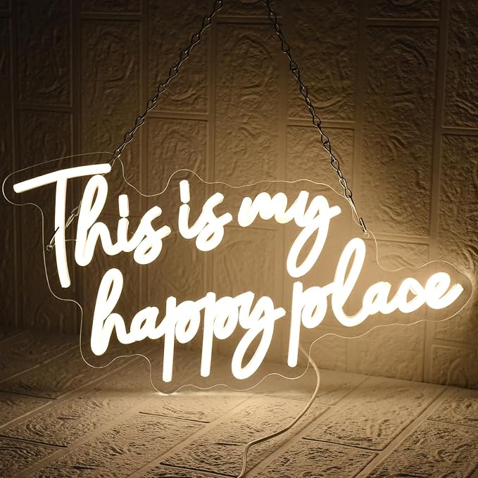 This is My Happy Place Neon Sign, Warm White Neon Lights - Image 5
