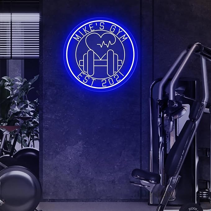 Custom Gym Name Neon Sign Dumbbell LED Neon Light Gym Blue Barbell Neon Light - Image 7