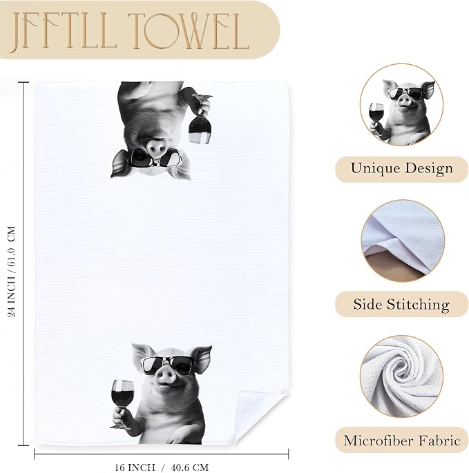 Pig Decor Kitchen Towels, Pig Gift Dish Tea Towel - Image 7