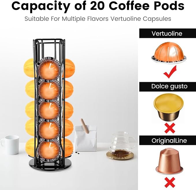 Coffee Pod Stand Holder for Nespresso Vertuoline 20 Pods, Coffee Bar Vertuo Pod - Image 3