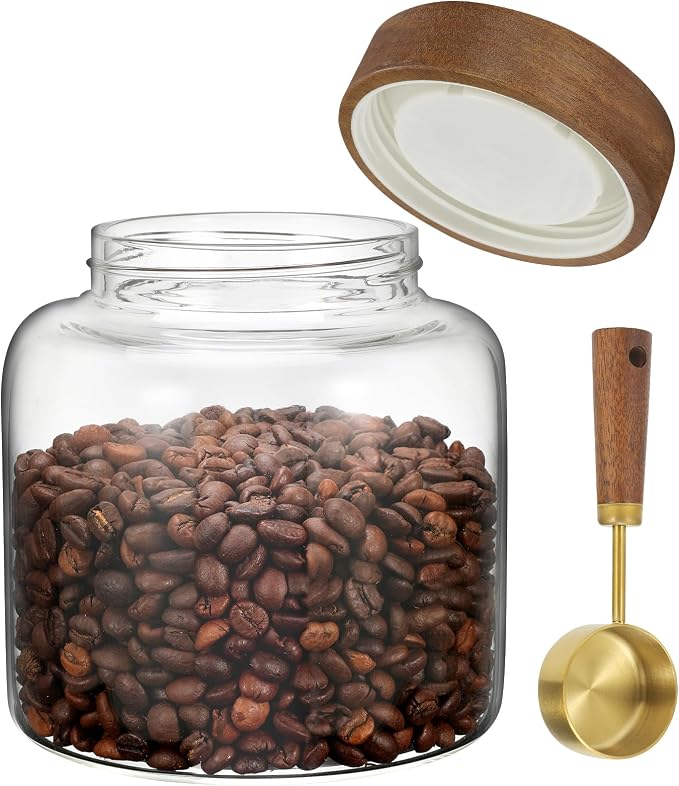 Glass Food Storage Jar with Lids Spoon Thicken Glass Coffee Canister by Foyofly