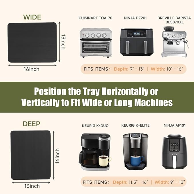 360° Rolling Tray for Coffee Maker, Sliding Tray Countertop Appliance Slider - Image 3