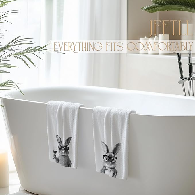 Funny Bunny Kitchen Towels Set of 2, Funny Kitchen Decor, Coffee Station Wine - Image 5