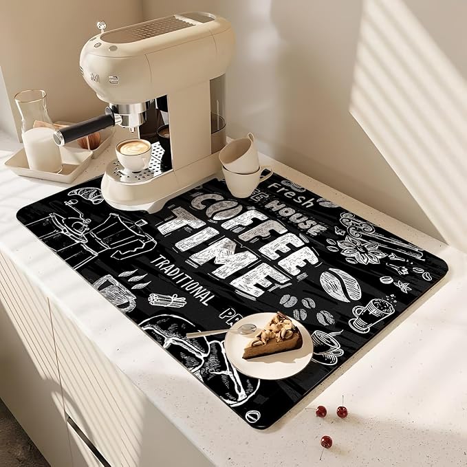 Christmas Coffee Mat Rubber Dish Drying Mat by PtRug