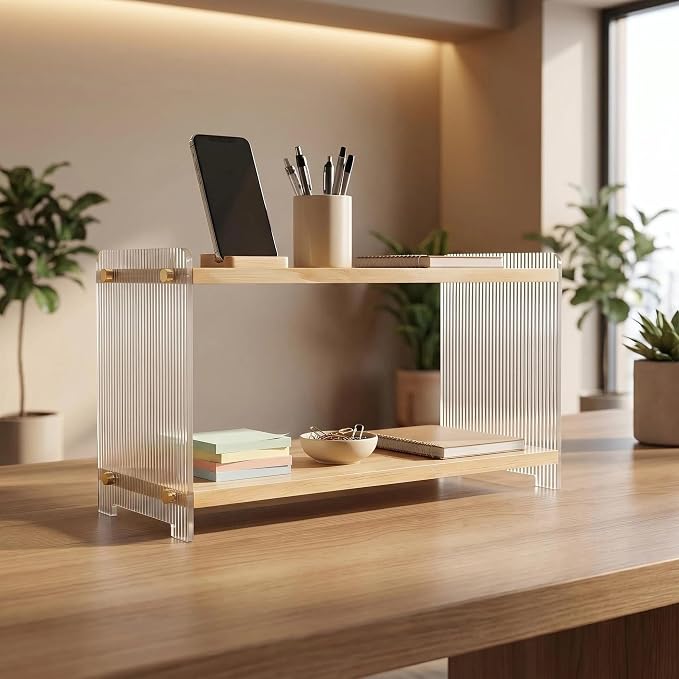 Coffee Station Organizer 2 Tier, Solid Wood Mug Shelffor Coffee Bar, Matcha - Image 6