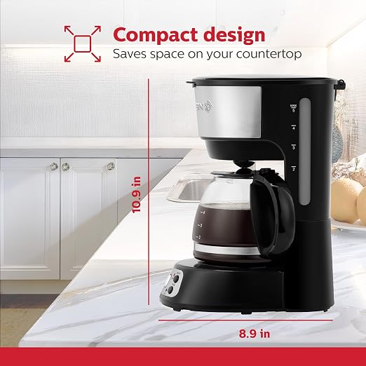 Holstein Housewares 5-Cup Programmable Coffee Maker, 25oz Drip Coffee Machine - Image 7