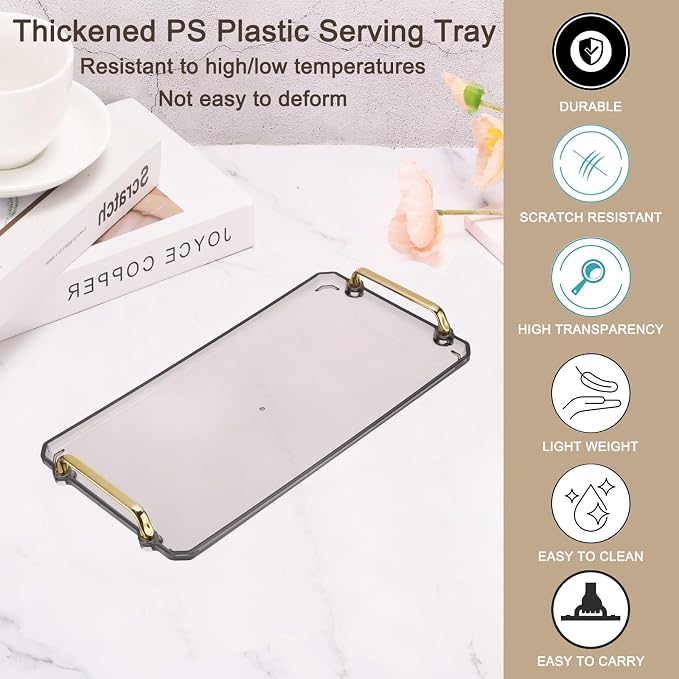 PATIKIL 16.1 x 8.7 Inches Plastic Serving Tray - Image 3