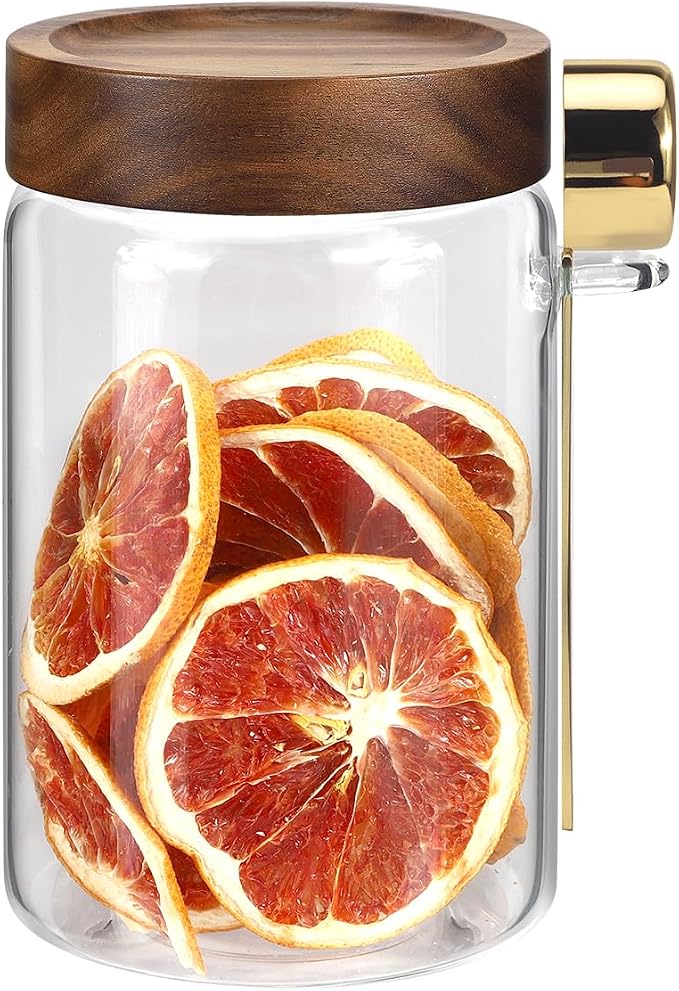 Glass Food Storage Jar with Lids Spoon Glass Coffee Canister Borosilicate Glass by Foyofly