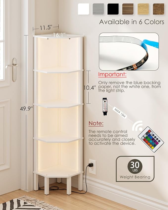 Corner Shelf Stand, 5 Tier Corner Bookshelf - Image 2