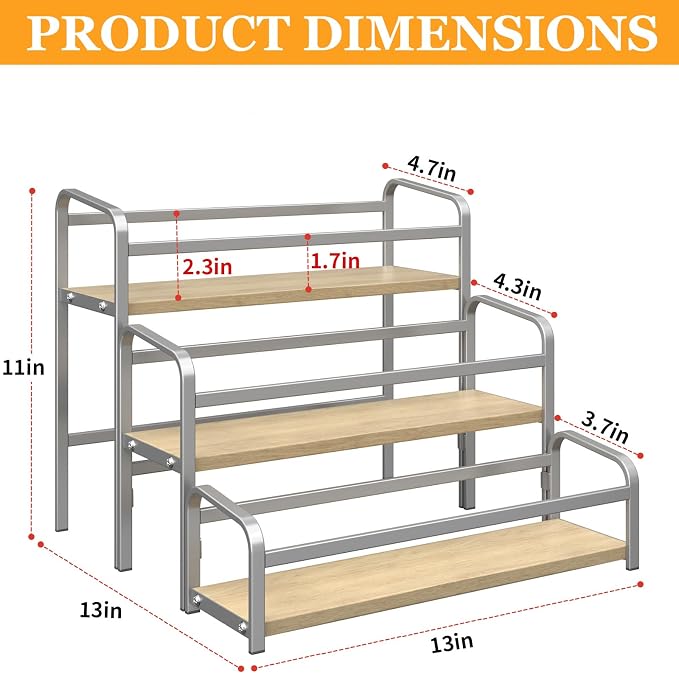 DTUQYX Coffee Syrup Organizer 3-Tier, 12 Bottles Capacity Coffee Syrup Rack - Image 2