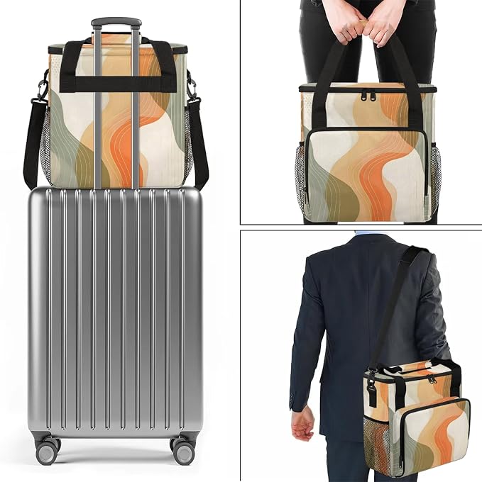 Abstract Aesthetic Coffee Maker Carring Bag, Large Insulated Storage Organizer - Image 7