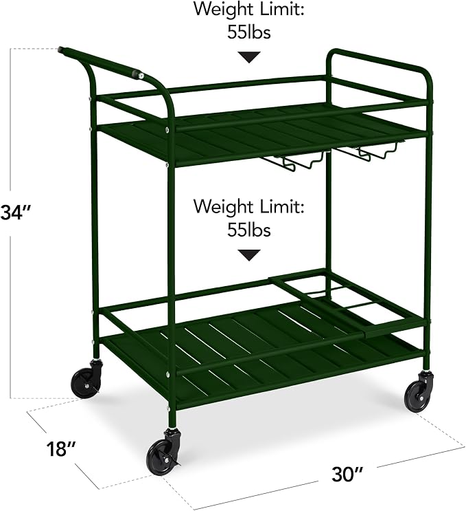 Best Choice Products Rolling Bar Cart, Mobile Home Bar Serving Cart, Serving - Image 2