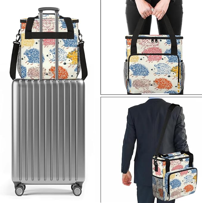 Hedgehog Colorful Coffee Maker Carring Bag, Large Insulated Storage Organizer - Image 7